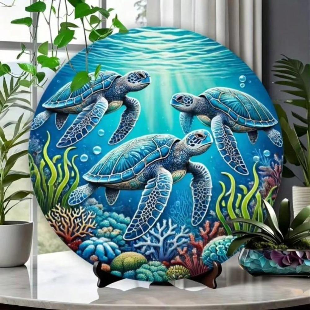 Metal Sign Ocean Turtle Wall Art Nautical Home Decor Bar Cafe