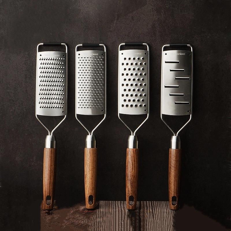Cheese Grater With Natural Wood Handle Stainless Steel Zester Grater Kitchen Citrus Zester Tool For Ginger