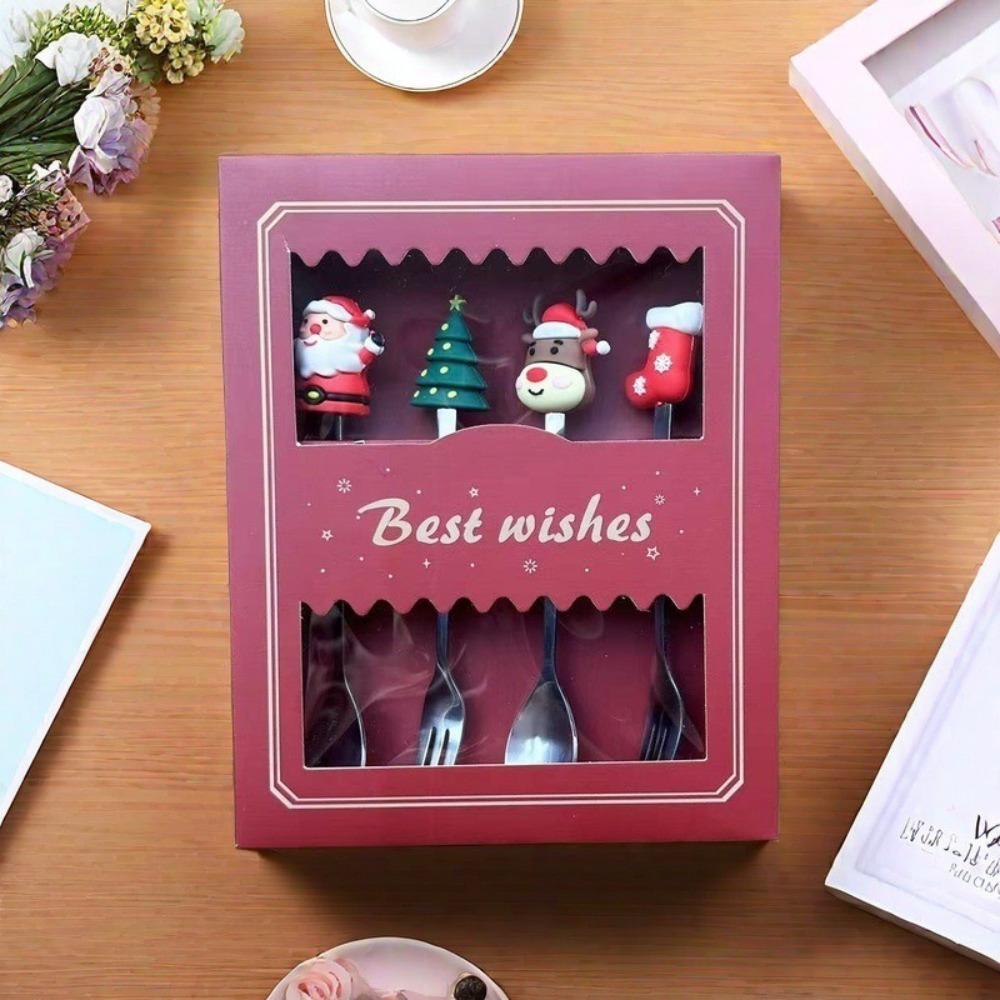 4/6pcs Stainless Steel Spoon Fork Set Gold Silver Coffee Tea Spoon Creative Tableware  Birthday Gift