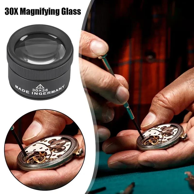30X 36mm Lupe für Präzisionsarbeiten K9 Optische Linse Monokel Uhrenlupe Lupe Handheld Münzen Briefmarken Schmuck Lupe