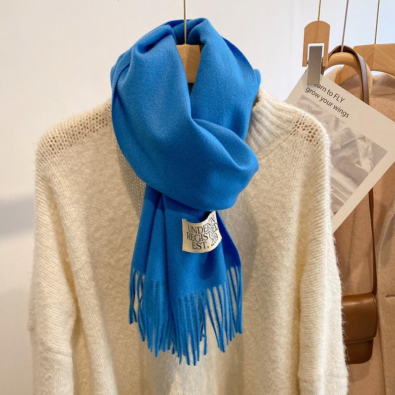 ins scarf women's winter new versatile student solid color imitation cashmere scarf thick warm scarf men's shawl