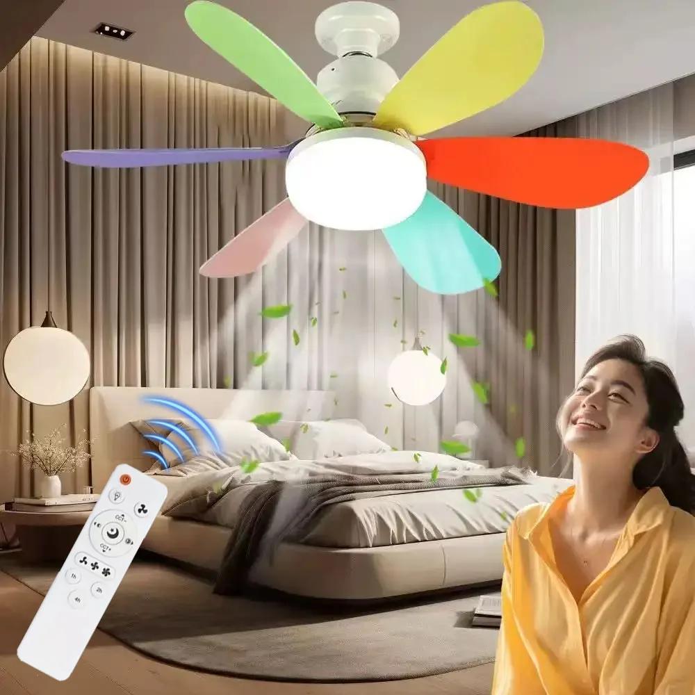 Ventilatore da soffitto con luce 52 cm Sottile Silenzioso con Telecomando Oscuramento Illimitato Regolazione a 3 velocità Camera da letto Soggiorno