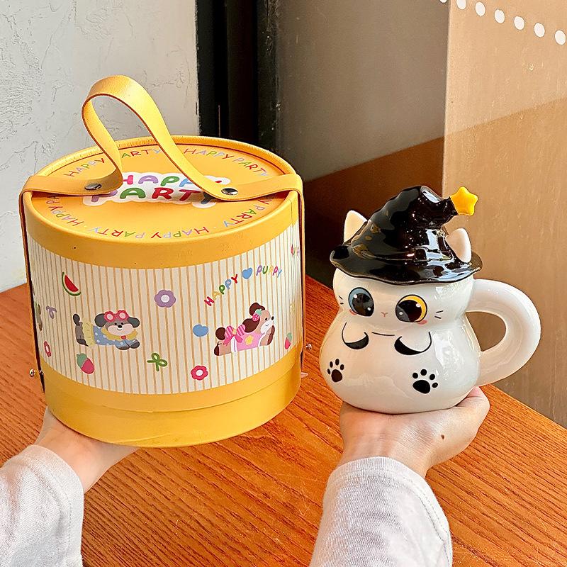Birthday gift cute cat cup magic hat ceramic mug for girl girlfriend children Halloween gift
