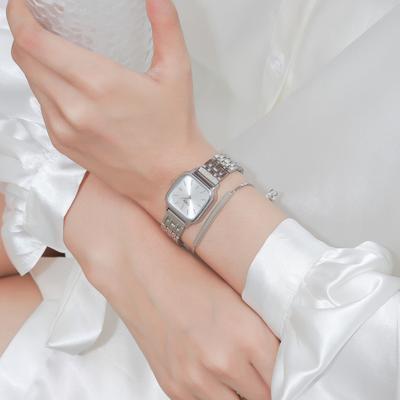 Women Dress Watch Square Dial Steel Strap Quartz Movement Ladies Girls
