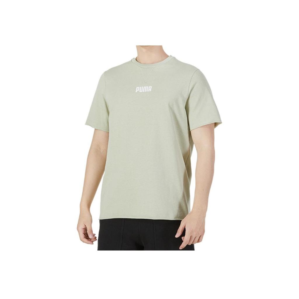 Puma Solid Color Breathable Logo Short Sleeve T-Shirt Men Tops Light-Green 849593-33