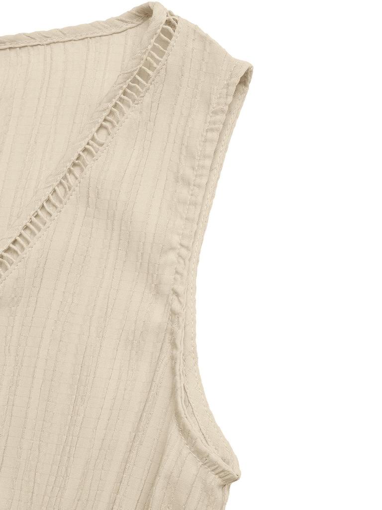 2026 Frühling/Sommer V-Ausschnitt Ärmellos Jumpsuit mit hoher Taille - Europäischer & Amerikanischer Resort Lässiger Stil für Damen