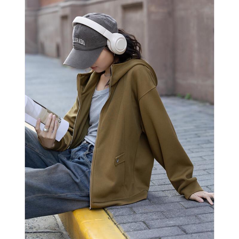 Demana Retro Relaxed Fit Hooded Long Sleeve Jacket L