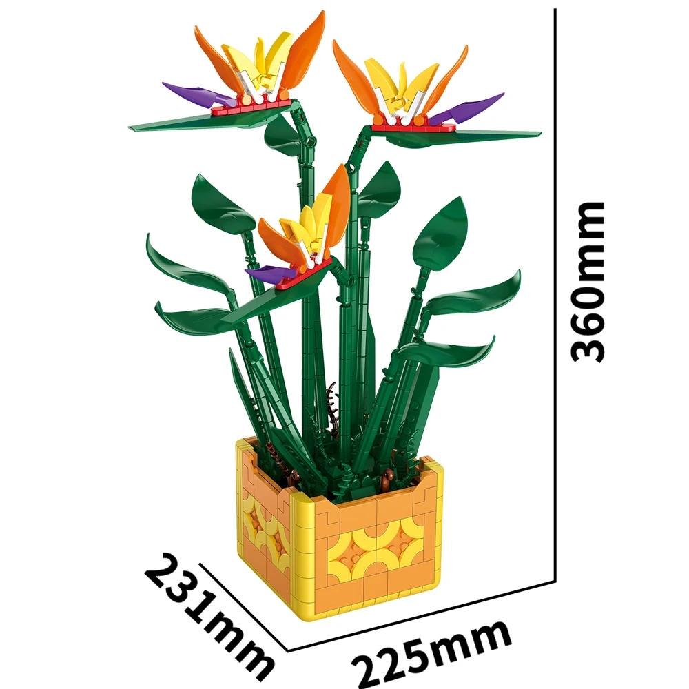 Bouquet Construction Blocks Moc Paradise Bird Blocks Household Decoration Diy Toys Girl Birthday Present For Kids