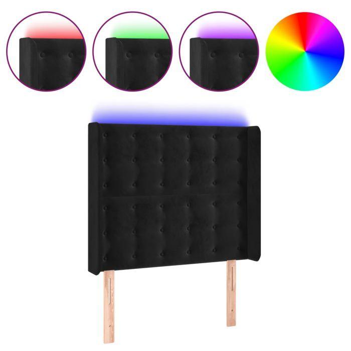 VidaXL Tête de Lit à LED Meuble de Chambre à Coucher Accessoire de Lit Simple Tête de Cadre de Lit Intérieur Noir 3124520