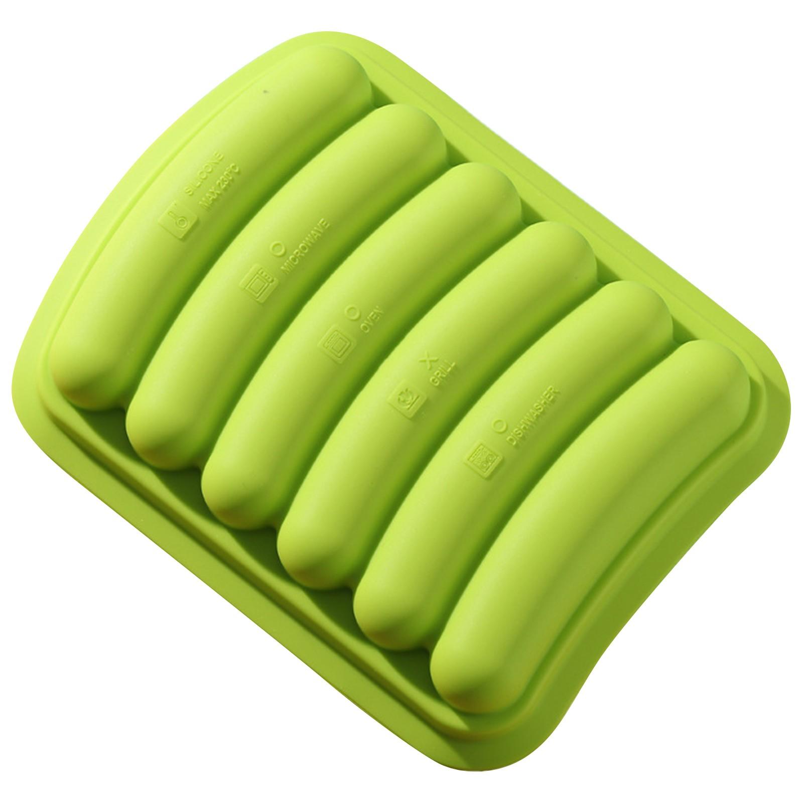 

Силиконовые формы для сосисок - Антипригарные гибкие формы для хот-догов, 6 ячеек, контейнер для выпечки, приготовления, варки на пару - DIY домашние сосиски One Size зелёный
