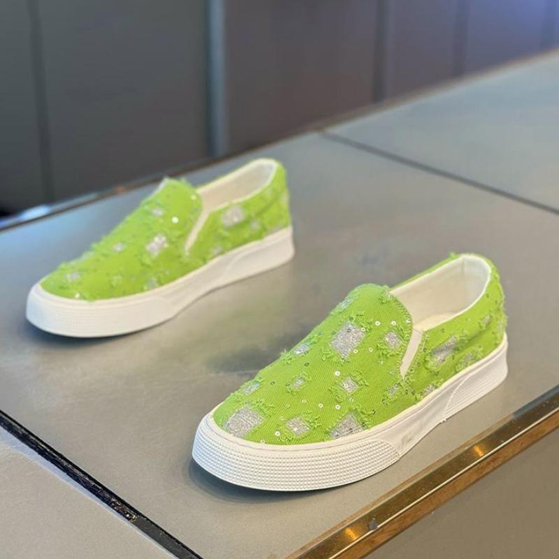 Fashion Sequin Green Casual Shoes for Men Canvas Young Students Sneakers Leisure Size 44 Common Luxury Sale Footwear Offer On Man Shoe