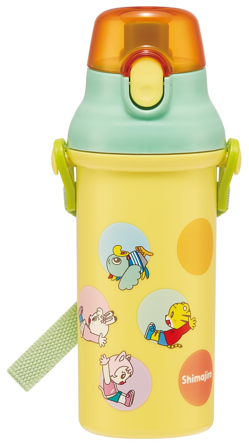 

Skater Children s Water Bottle, 480ml, Direct Drinking, Plastic, One-Touch Operation, Dishwasher Safe, Made in Japan, Shimajiro Dots Design, for Boys