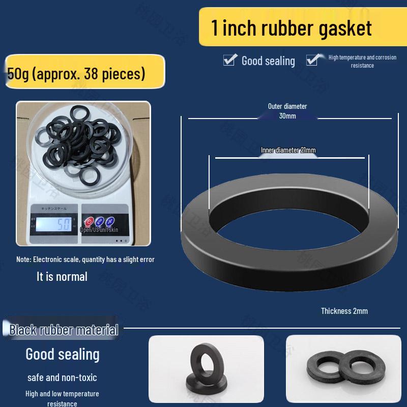 Waterproof Rubber Gasket Pad for Shower Hose & Water Meter - Fits 3/8", 1/2", 3/4", 1" Size Washers