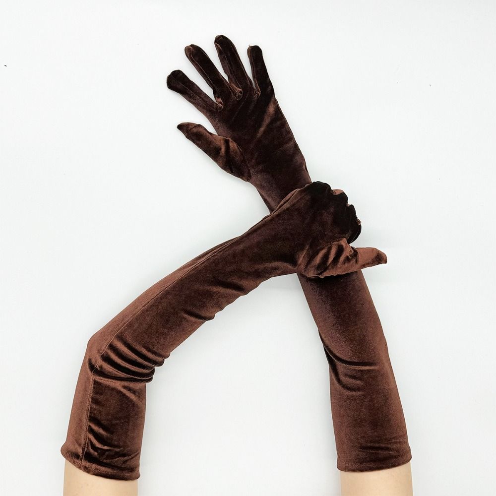 Cosplay Golden Velvet Gloves Plush Etiquette Mittens Elegant Party Gloves  Dinner Dress