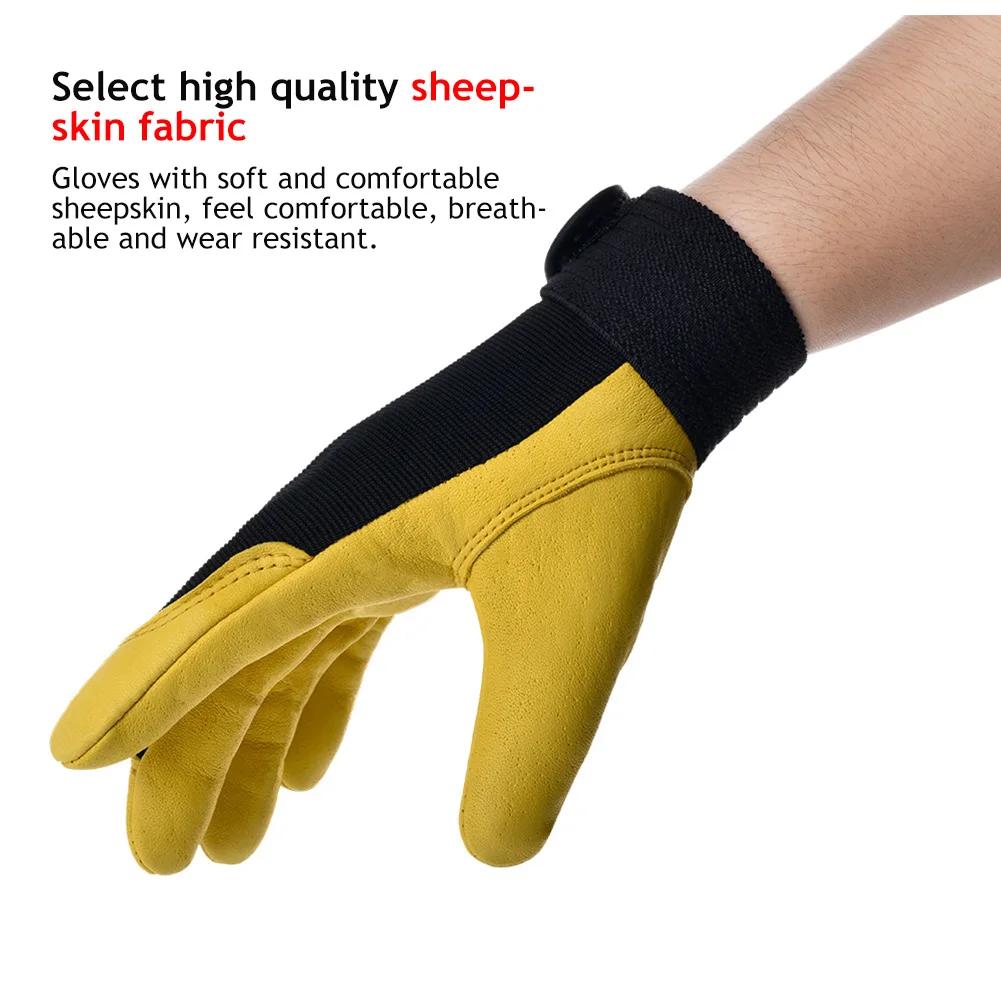 Cowhide Leather Work Gloves Safety Labour Protection Garden Sports Motorcycle Driver Workers Work Welding Wear-resistant Gloves