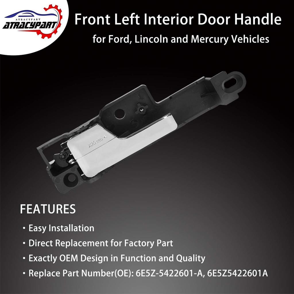 ATRACYPART Interior Door Handle Front Left Driver Side - For 2006-2012 Ford Fusion 2007-2012 Lincoln MKZ 2006 Lincoln Zephyr 2006-2011 Mercury Milan