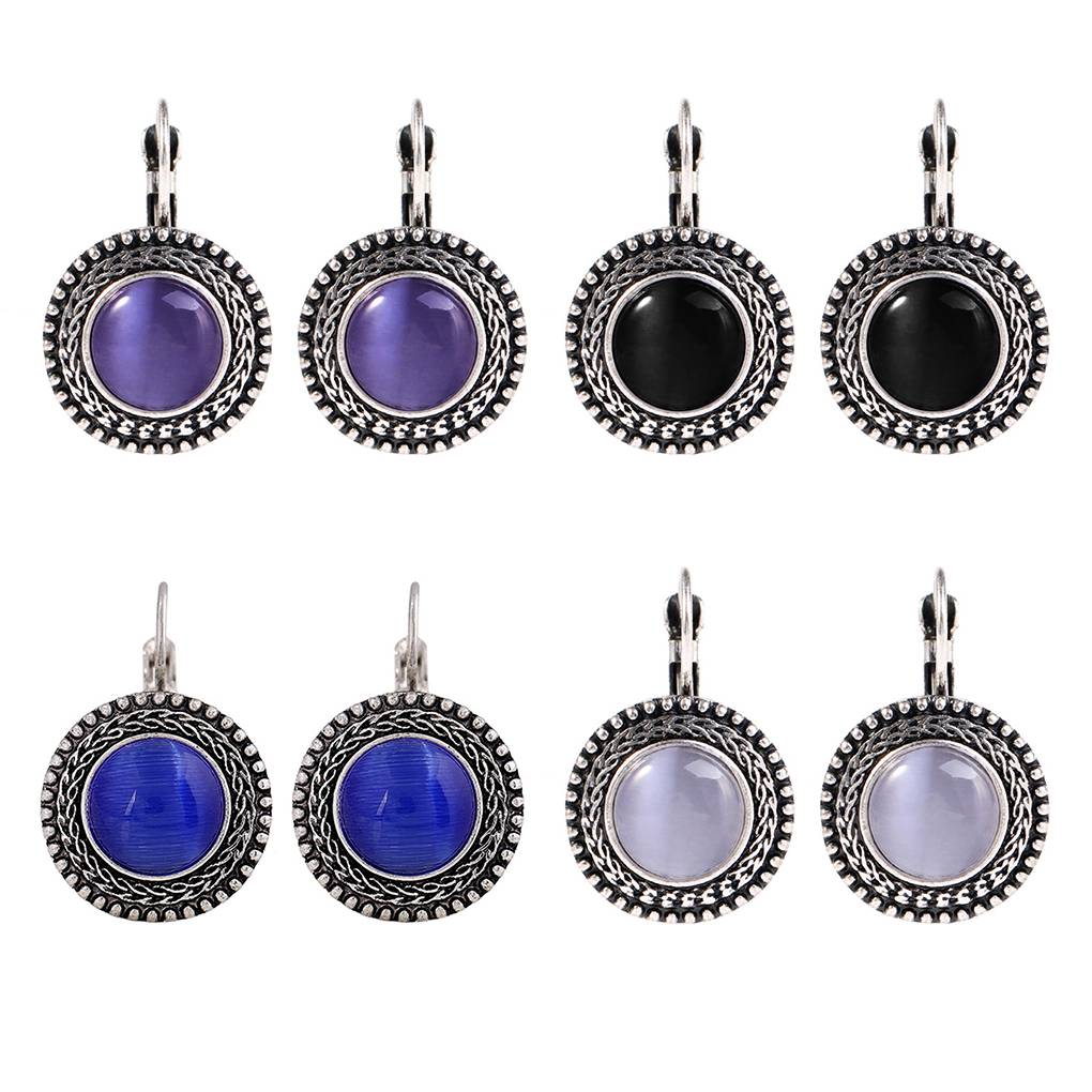 1 Paar Boho große runde Stein-Tropfenohrringe für Damen und Mädchen, Ohrschmuck, geschnitzte Vintage-tibetische Ohrringe