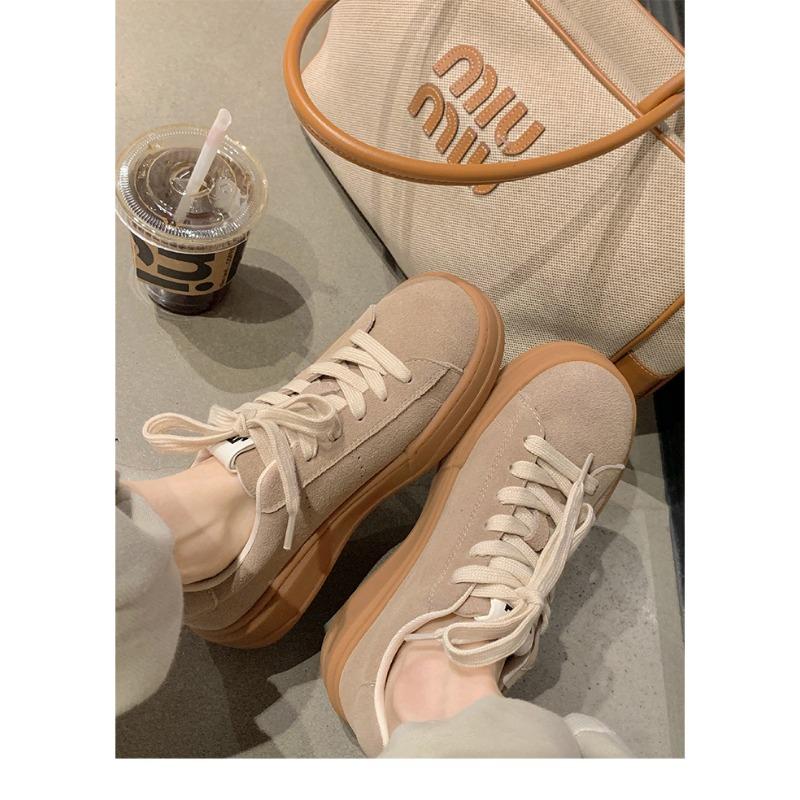 ~ Retro lace-up casual low-top heightening thick-soled versatile board shoes for women's spring and autumn