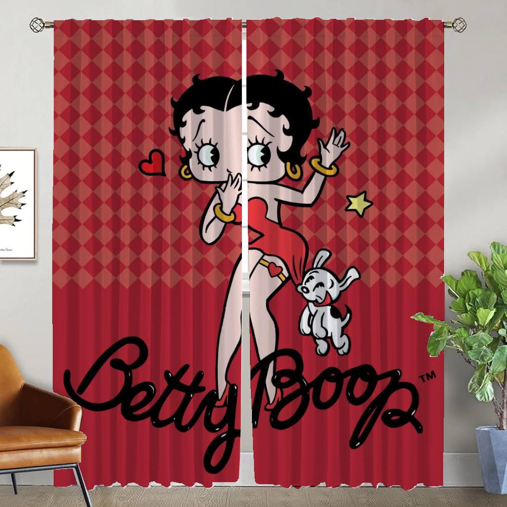 

Современные шторы для гостиной, 2 шт., занавески Bettys Boops, затемняющие, перегородка, украшения на Хэллоуин, шторы для камеры, кухня W50xH70cmx2pcs-CL