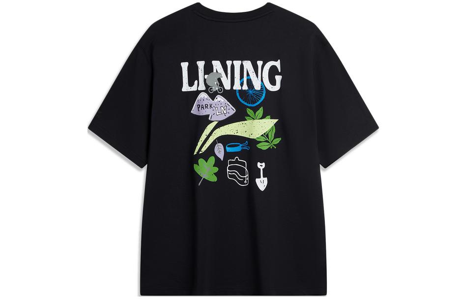 LiNing Drop Shoulder Sleeve T-Shirt Unisex Black AHSU667-2 S