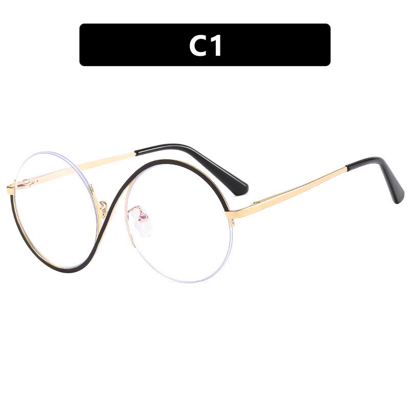 Kedun S Asymmetrical Flat-Lens Blue Light Blocking Metal Half-Frame Glasses, 2022 European & American Style