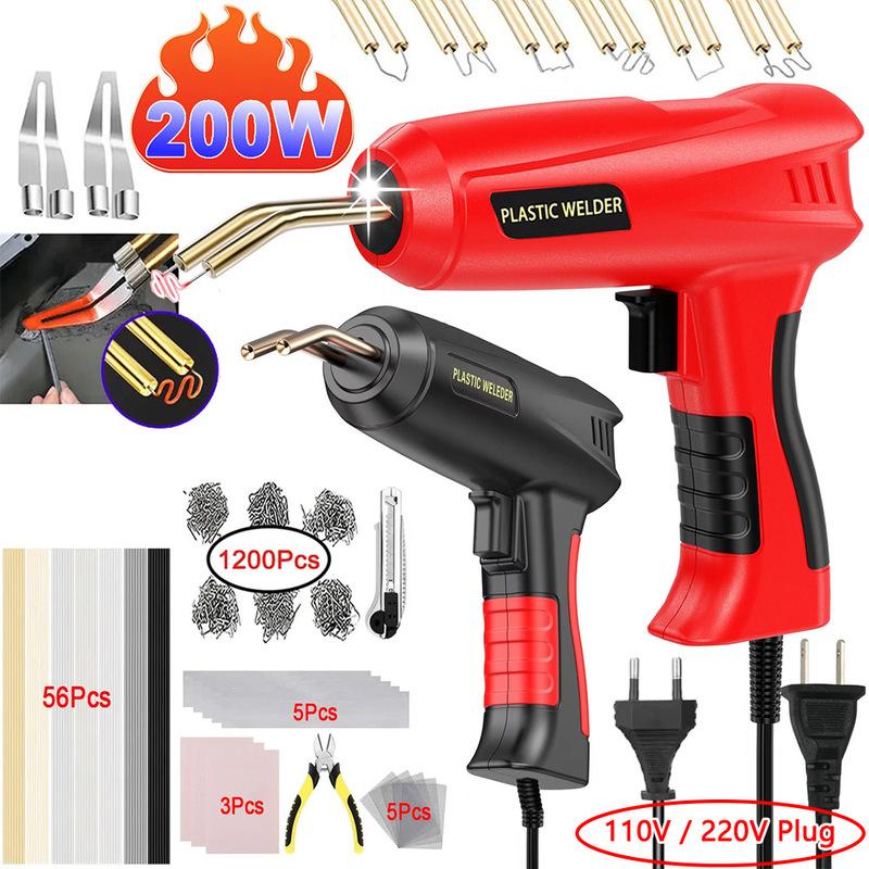 Upgraded 200W Plastic Welder, 2in1 Plastic Welding Kit Plastic Repair Welder Hot Stapler Soldering Gun Car Bumper Plastic Repair