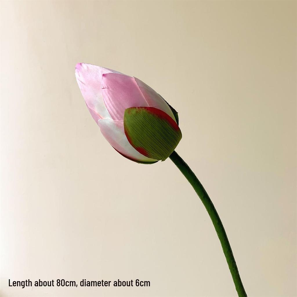 Realistic Lotus & Leaf with Stem Props - Artificial Water Lily Arrangement for Living Room Decoration