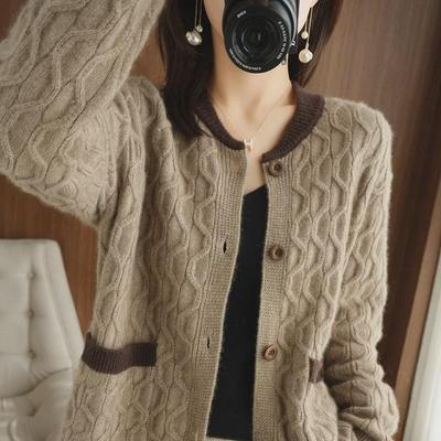 Women's Knitted Cardigan Sweater Jacket - 2024 Spring & Autumn Retro Style, Loose Casual Twist Design