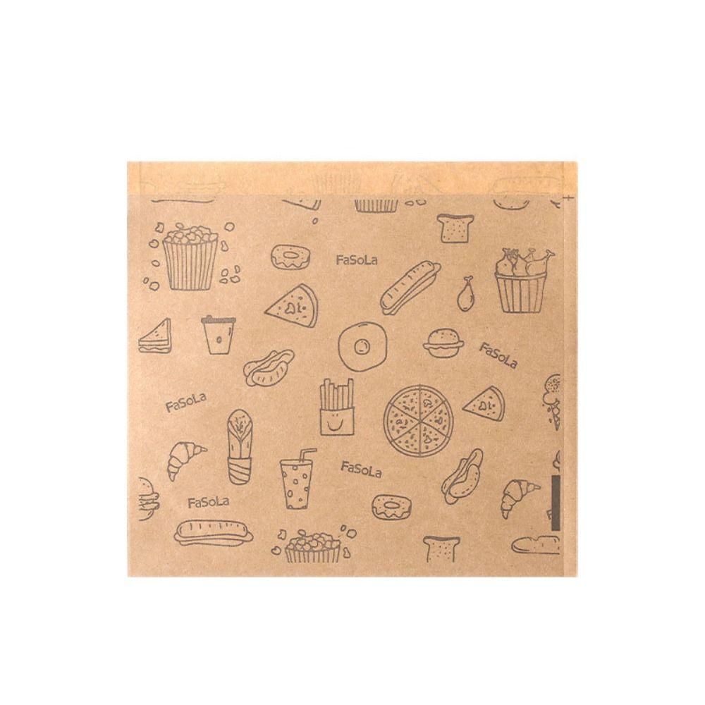 

50pcs Disposable Food Packaging Bag Water-proof Snack Wrapping Paper Donuts S