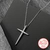 925 Sterling Silver Elegant Zircons Cross Pendant Necklace For Women Men Christian Clavicle Chain Party Jewelry Fine Gifts