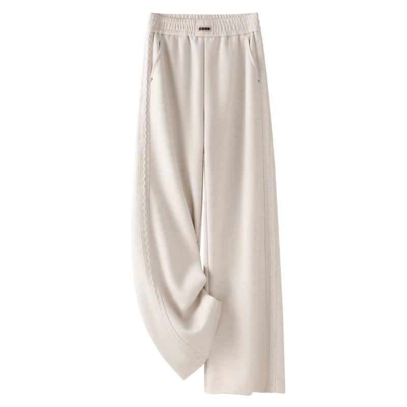 

Женские брюки хаки из шерсти и ацетата на осень/зиму 2024 - Повседневные, драпирующиеся, прямого кроя, облегающие, широкие. 3XL