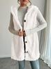 European-American Solid Color Double-Sided Plush Hooded Button Cardigan - Casual Women's Autumn/Winter Vest