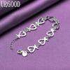 925 Sterling Silver Heart Bracelet Party Gift Fashion Jewelry