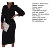 Abiti Casual da Donna - Autunno Primavera Abito Formale da Ufficio da Donna Scollo a V Maniche a Bolle Business Slim Fit Vita Alta Monocolore Abbigliamento da Pendolari OL