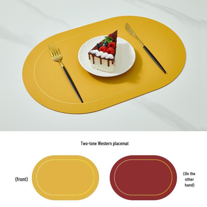Waterproof Leather Oval Dining Table Placemat - Oil-Proof, Insulated Mat for Home & Hotel