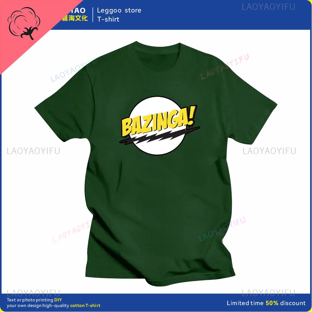 Big Bang Theory Bazinga Tshirt Mens Cotton Shortsleeved Sheldon Cooper Casual Everyday Streetwear