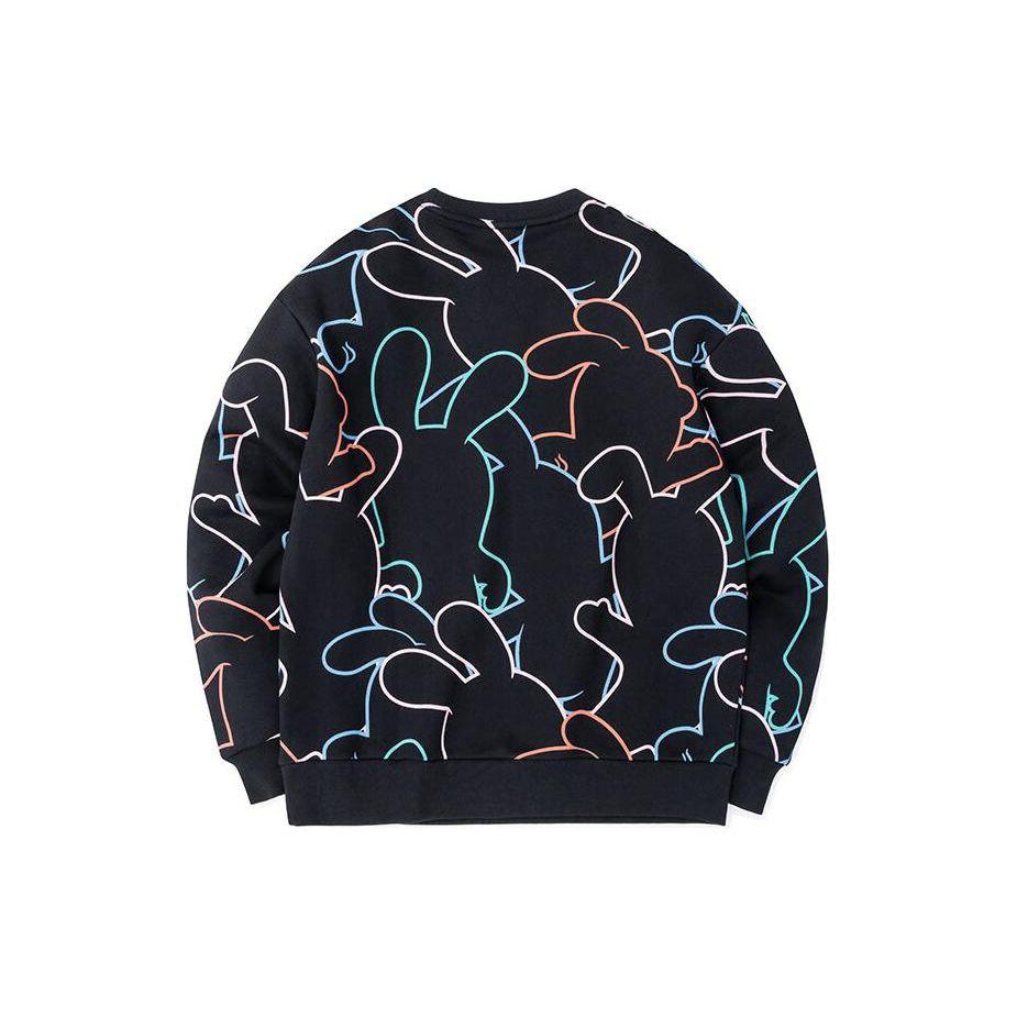 Anta Full Print Round Neck Fleece Pullover Sweatshirt Women Sweatshirt Basic-Black 162248718N-2