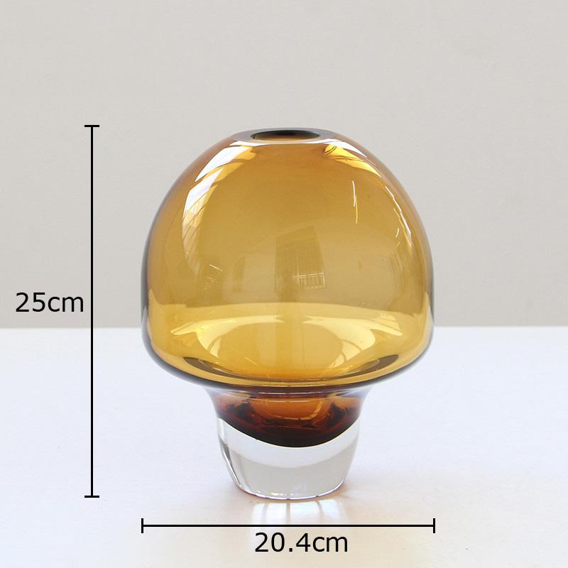 Transparent Amber Color Glass Vase Round Flower Pots Table Decoration Flowers Arrangement Floral Vases Room Aesthetic Decor