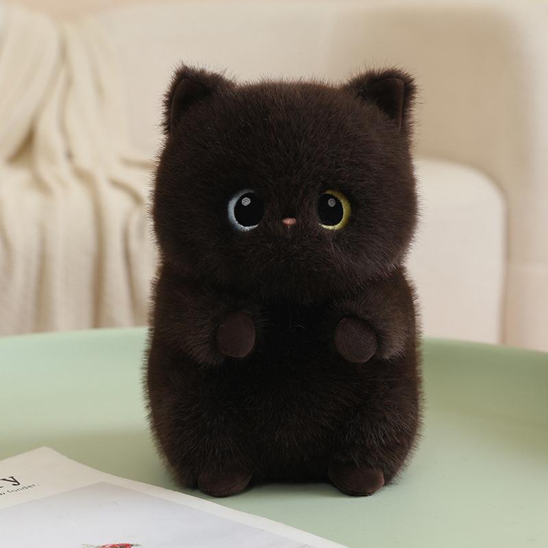 23Cm Squatting Cat Plush Toy Stuffed Siamese Cat 3-Color Black Brown Kitten Cartoon Animal Plushie Companion Gift