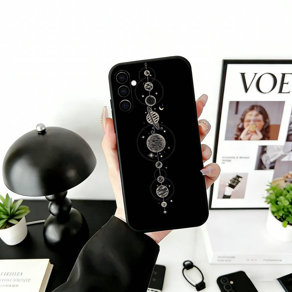 A-Astrology Star Signs Phone Case Black Silicone Soft For Samsung Galaxy A73,A72,A71,A70,A53,A52,A51 Samsung a11