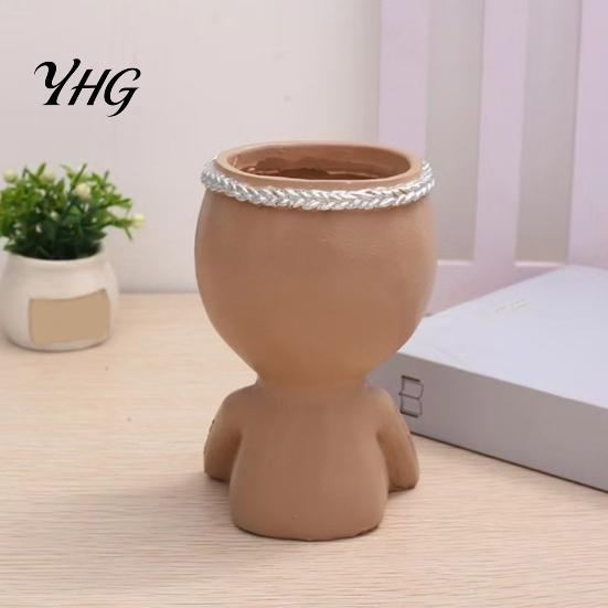 Artistic Sculpture Flower Pot Face Planter Pot, Cute Resin Head Vase for Succulents Flowers, Decorative Small Plant Pots Unique Indoor Bedroom