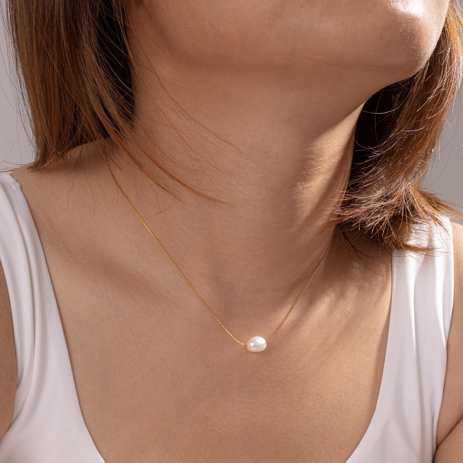 

1 шт. Простое ожерелье из пресноводного жемчуга для женщин, пар, повседневное украшение, праздничные украшения для вечеринок, аксессуары, подарок 50cm золотой