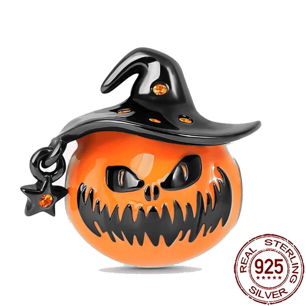 Gothic Charms Copper Pumpkin Calavera Colorida Beads Fit Snake Chain Bracelet Necklace Halloween Women Diy Jewelry