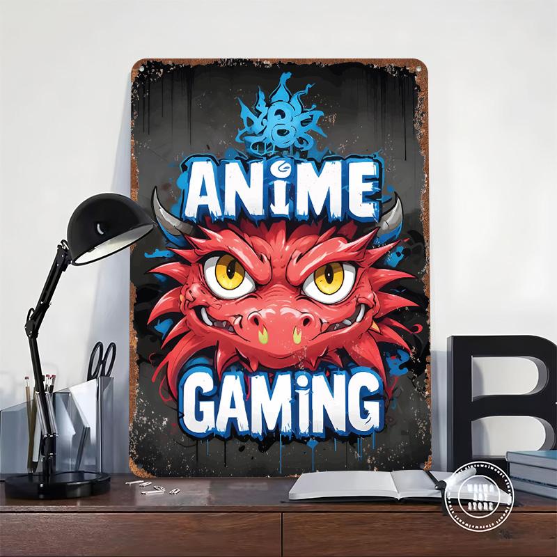 Anime Gaming Dragon Logo Metal Poster Customized Wall Art Retro Vintage Tinplate Signs for Living Room Decoration Man Cave Decor