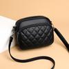 Women Small Messager Bag Lattice PU Leather Zipper Lightweight Adjustable Stap Fashionable Shoulder Bag Black Free Size