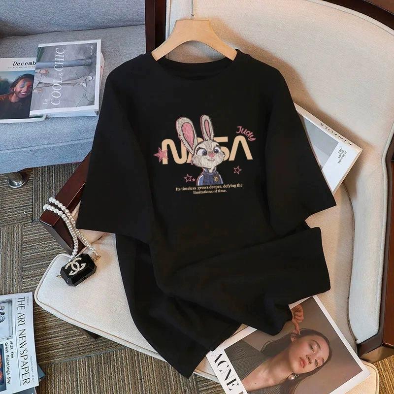 Tricou cu mânecă scurtă din bumbac pur, alb, pentru femei, de vară, nou, de dimensiuni mari, design lejer, imprimat, subțire, cu mânecă jumătate