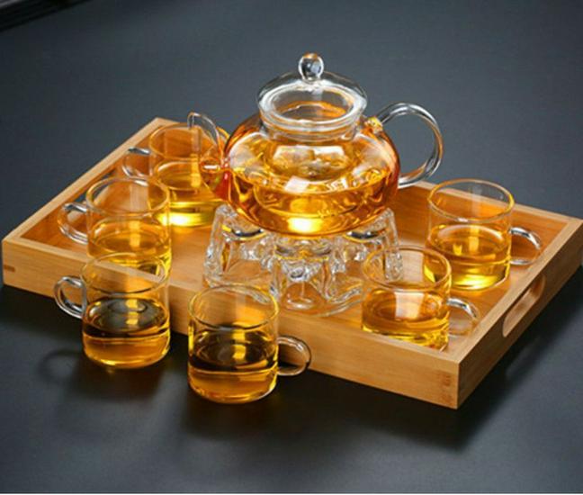 8-Piece Heat-Resistant Borosilicate Glass Tea Set with Flower Teapot – Perfect for Business Gifts