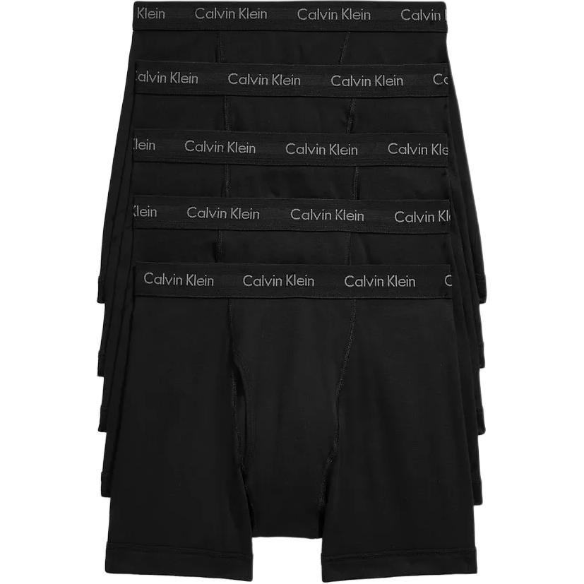 Calvin Klein Letter Logo Minimalist Mid-Rise Boxer Briefs 5-Pack Men underwear Black NB1429-004 M