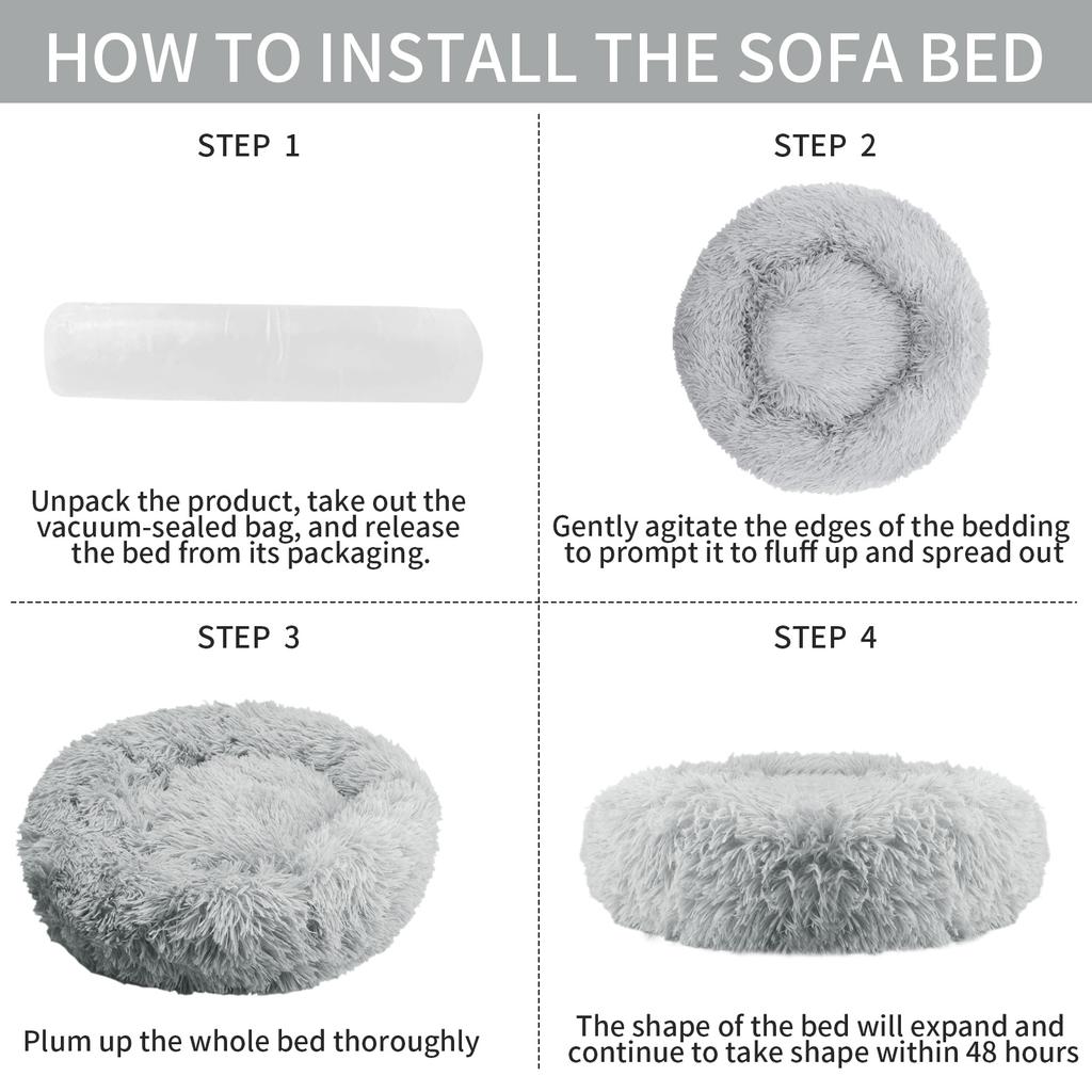 50cm Round Pet Bed for Large Dog Bed Super Soft Cat Bed Long Plush Dog House for Medium Dog House Winter Warm Sleeping Mats