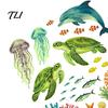 Removable Dolphin Turtle Wall Decor Ocean Themed Glow In The Dark Toilet Seat Stickers, Waterproof PVC Marine Life Decals for Nursery